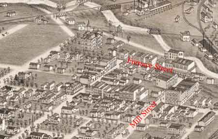 Panoramic View of Downtown Niles, 1882.