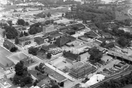 A collection of aerial maps of downtown Niles, Ohio taken by Paul Ingledue prior to urban renewal in 1976.