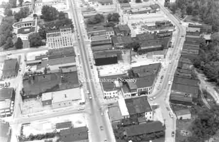 A collection of aerial maps of downtown Niles, Ohio taken by Paul Ingledue prior to urban renewal in 1976.