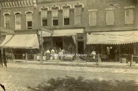 Different views of the buildings on the east side of South Main Street.