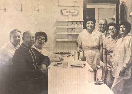 Workers at the counter of the Lor-a-Lee Dining Car.