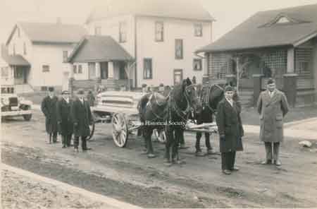 Military cassion with casket.