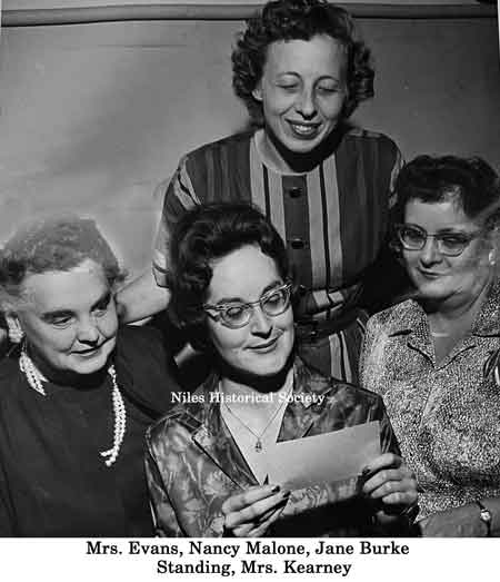 Mrs. Evans, Nancy Malone, Jane Burke, Standing, Mrs. Kearney