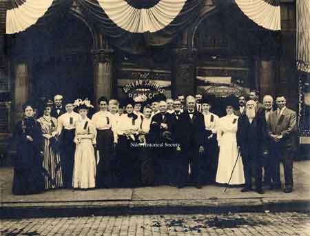 A photo made of a picture in the newspaper of the children of the "Little White Schoolhouse" where President McKinley attended. Among others, Joseph Butler and Maria Heaton are in the front row.