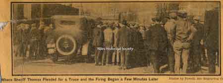 Sheriff Thomas pleading for a truce and the firing begins a few minutes later.