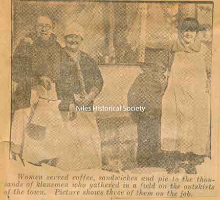 Women of the Klan served food while the women on the other side carried guns in their aprons to the East End so the men could be armed.