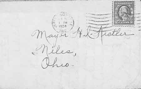 Letter to Mayor Harvey Kistler Praising 'His Fair Play'.