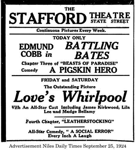 Advertisement for Stafford Theatre