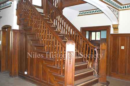 Grand stairway to the second floor.