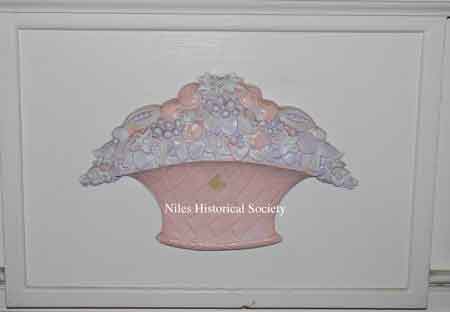 Detail of fireplace mantel.