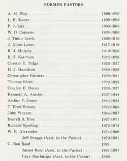 Pastors of the First Baptist