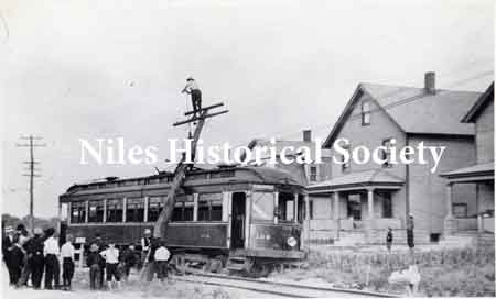 Streetcar wreck on Robbins Avenue near McKinley Heights.