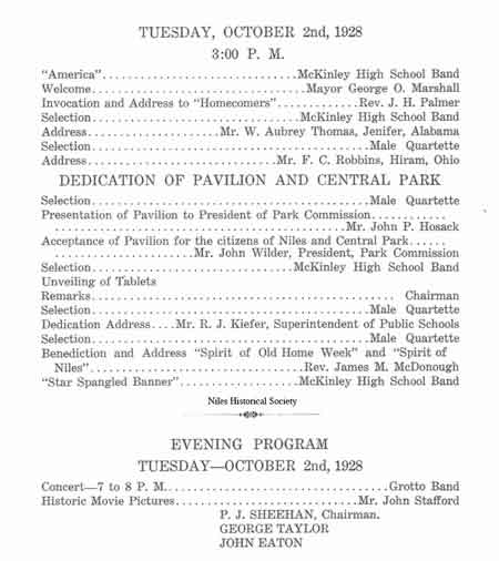 Program for dedication of Central Park
