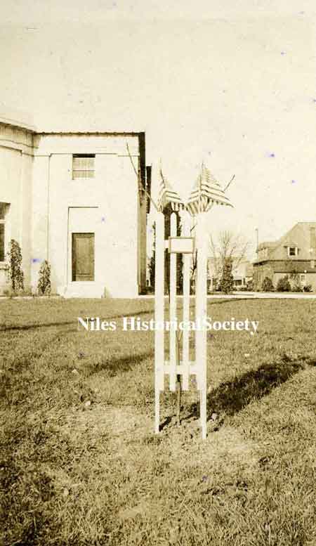 The black walnut tree(L) was planted as tribute to those who had given their lives in the service to their country.