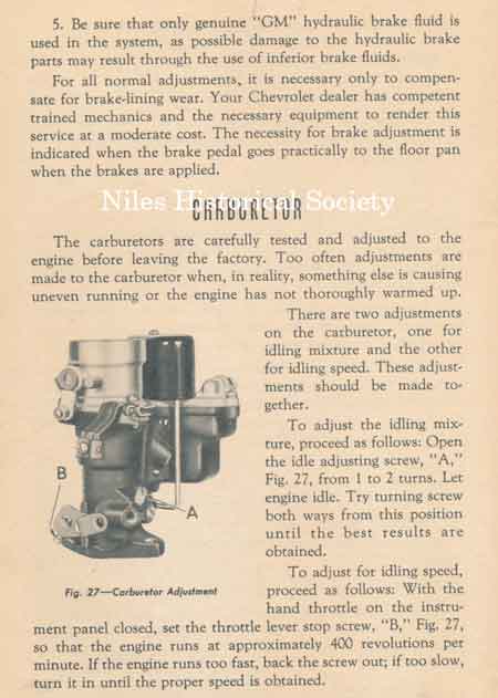 Owner's manual for 1941 Chevrolet passenge cars.