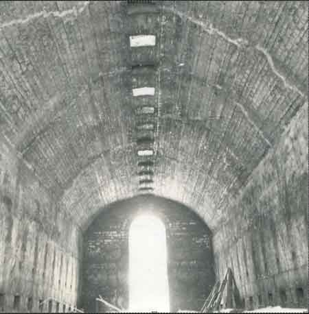 Inside a kiln at No. 1 plant shows the thousands of bricks that went into its construction.