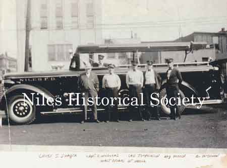 The Niles Fire Department truck is parked in the driveway on West Park Avenue.