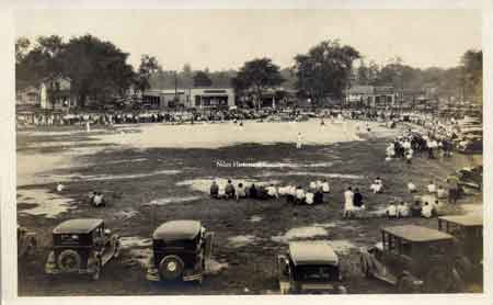 The baseball game is being played on the GE glassworks field on East Federal Street at Mosquito Creek.