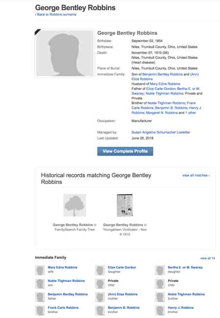 The Harry Stevens home was built by George Bentley Robbins with construction beginning in 1904 and completed in 1905. George died in 1910 and Harry Stevens bought the house in 1911.