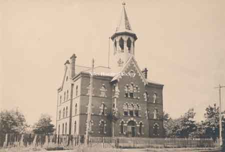 Front view of Central School showing brickwork.