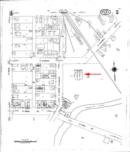 Location of Central High School on 1924 map.