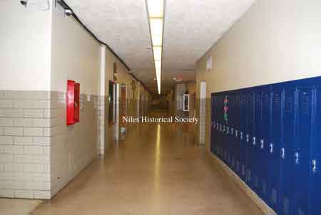Front hall at corner to cafeteria hallway.