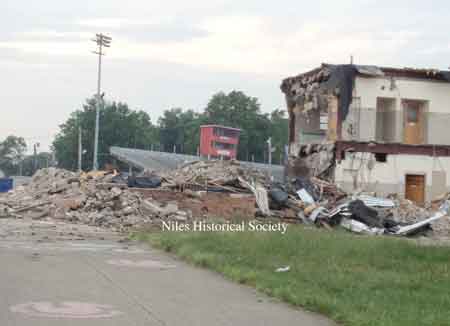 Demolition of front entrance to school, 2013.