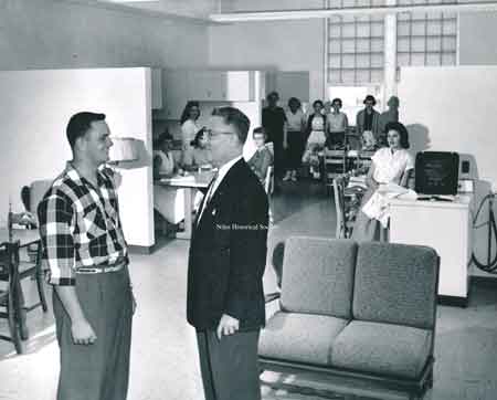 Principal Robert Sharp talking in Home-Economics Class.