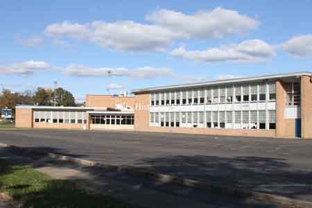 Rear view of high sch ool and cafeteria.