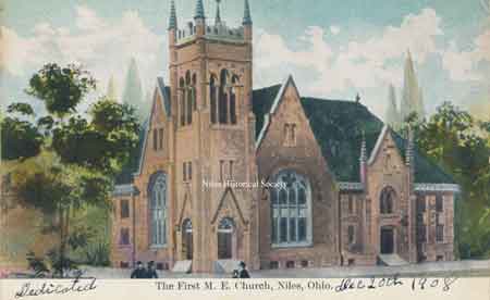 Postcard from the dedication of the First Mehodist Church, December 20, 1908.