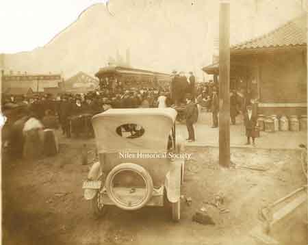 The train was taking new draftees for processing and then to training camps in 1918, leaving from the Erie Railroad Depot.