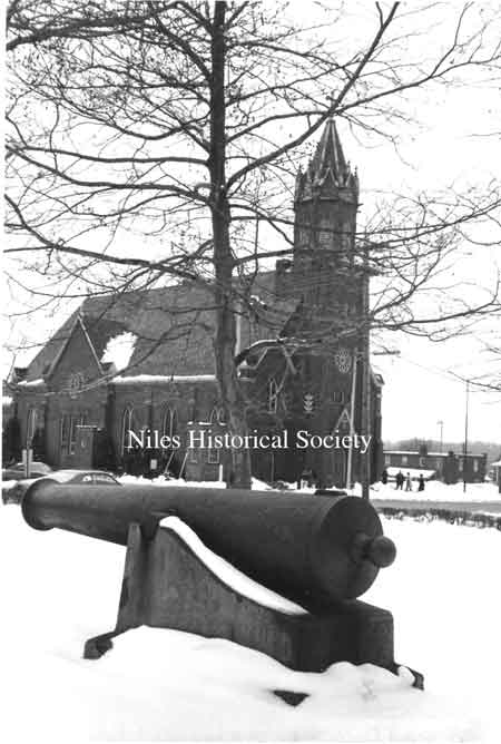 Photo taken of St. Stephen's Church from the lawn of the McKinley Memorial.