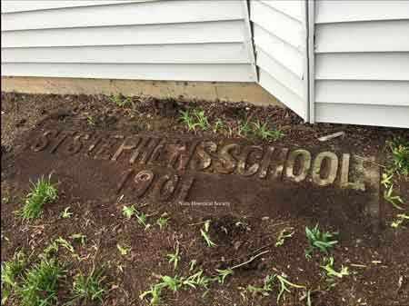 School marker that was over the main entrance of the old St. Stephen's School.