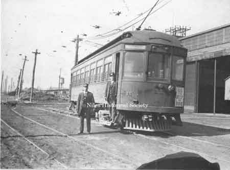 View in the front of the Penn–Ohio car barn, ca1920s.