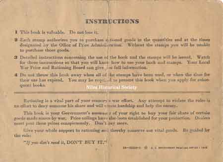 Instructions for War Ration Book.