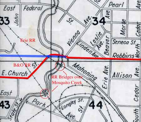 Map on left showing the changes in the Robbins Avenue roadway.