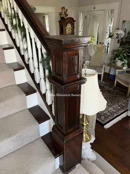 Detail of staircase and newell post.