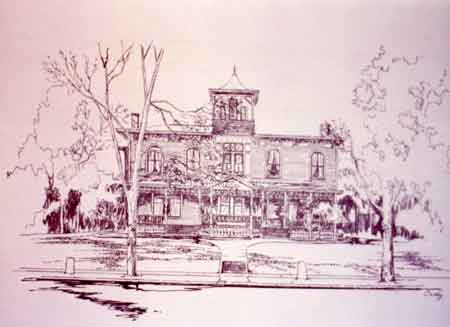 A line drawing of the Dr. A. J. Leitch residence located at 234 West Park Avenue in Niles.