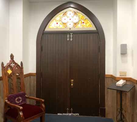 Interior view of original entrance door.