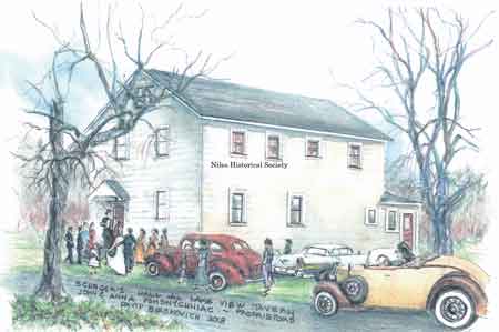 Schnock's Hall drawing by Dave Birskovich.