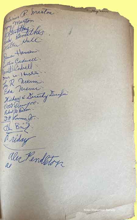 Page from guest list for the first production of Noel Coward's “Hay Fever”.