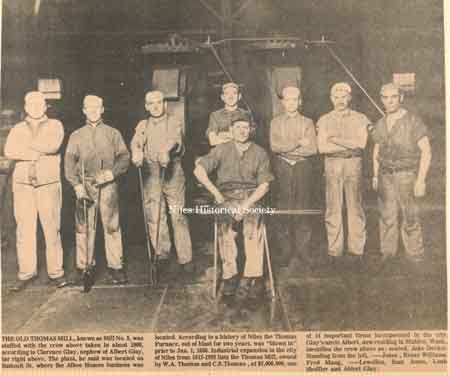 Seated: John Decker. L: __ Jones, Reese Williams, Fred Maag, __ Lewellen, Sam Jones, Louis Sheffler, and Albert Glay.