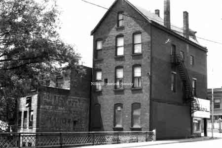 Photo taken of the rear of the Mango Building which housed the Shaker Department Store at the corner of East State Street and Park Avenue.