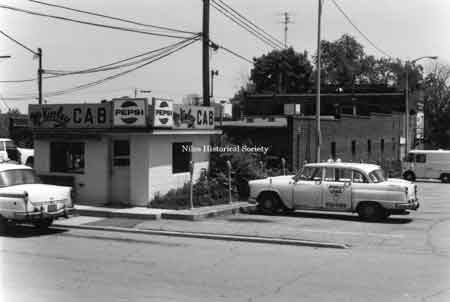 Photo taken of the McKinley Cab Company located at 449 Pine Alley in downtown Niles before urban renewal.
