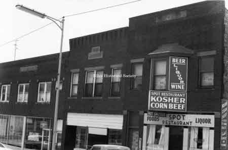 Photo taken of The Spot Restaurant located at 13 East Park Avenue (south side) in downtown Niles before the advent of urban renewal.