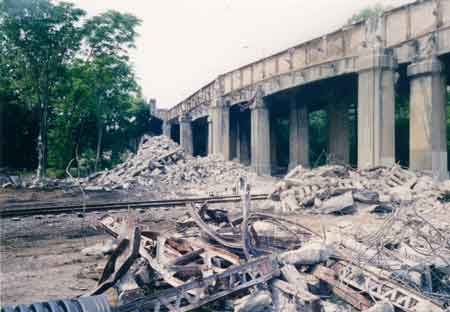 View of Main Street Viaduct being demolished