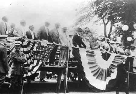 In 1921, a bust of Warren G. Harding was unveiled at the McKinley memorial. Among the distinguished guests on the grandstand were Vice-President and Mrs. Calvin Coolidge.