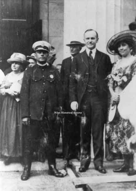 June 1921, at the dedication of the Harding bust at the McKinley Memorial. Calvin Coolidge is the gentleman in the center and Mrs. Waddell, (Mary Ann Thomas) is to his left.