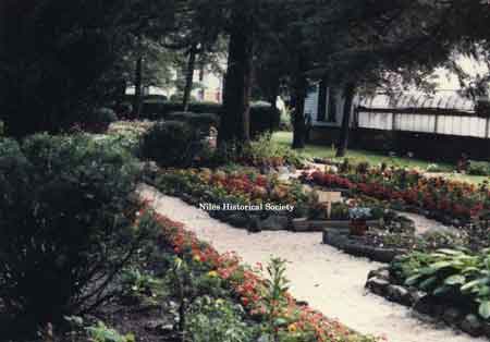 View of formal gardens.
