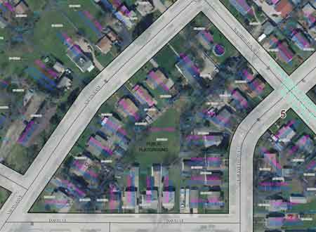 2024 aerial view of the Davis Street playground and the Stein residence.